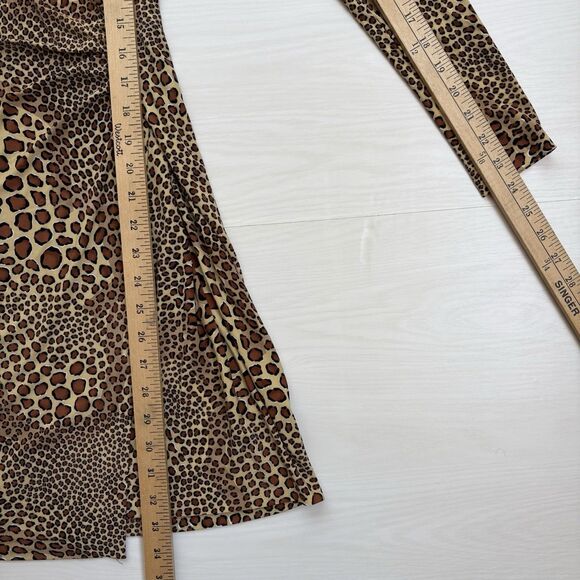 Norma Kamali Women Small Faux Wrap Dress Long Sleeve Side Drape Animal Print - Picture 7 of 14